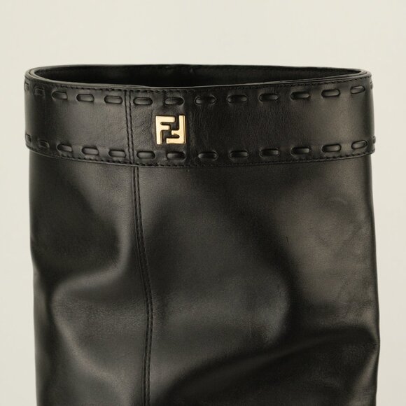 Fendi Minerva Knee-High 55mm Leather Boots, Black, EU 36/US 6 - Picture 7 of 15